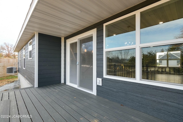 wooden terrace with central air condition unit