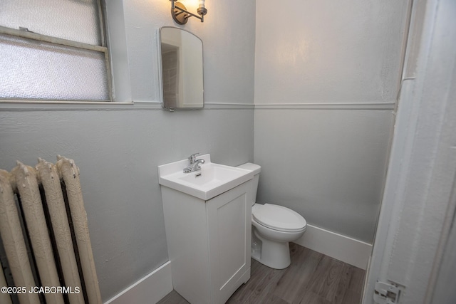 210 E Dunklin St, Jefferson City, MO 65101 - half bathroom featuring vanity, toilet, and wood finished floors