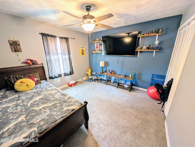 5416 S Brooks Dr, Jefferson City, MO 65109 - bedroom featuring carpet flooring, a closet, and ceiling fan