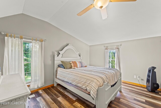 4604 County Rd 115, Fulton, MO 65251 - bedroom featuring lofted ceiling, wood finished floors, a ceiling fan, and baseboards