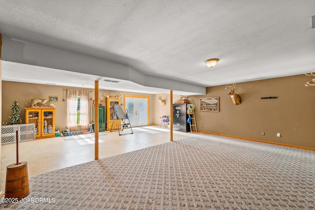 4604 County Rd 115, Fulton, MO 65251 - basement with french doors, a textured ceiling, and baseboards