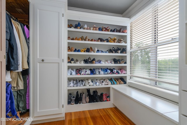 spacious closet featuring light wood-type flooring