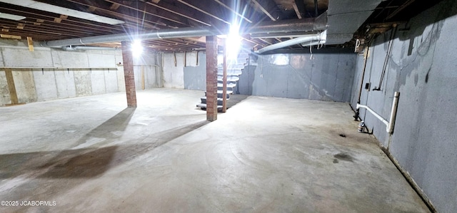 view of unfinished basement