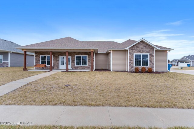 ranch-style house with covered porch