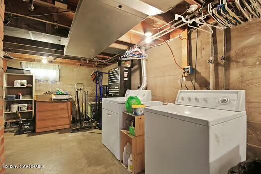 409 E 9th St, Fulton, MO 65251 - unfinished basement featuring separate washer and dryer