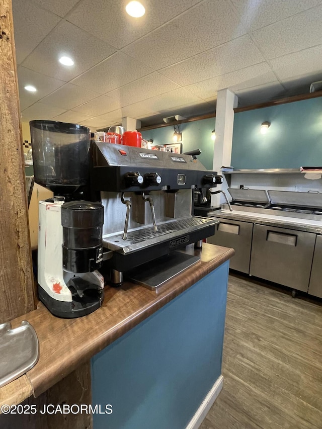 106 S Main St, Chamois, MO 65024 - kitchen with wood finished floors and a drop ceiling