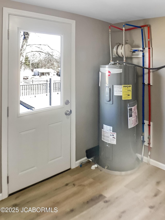 utility room featuring electric water heater