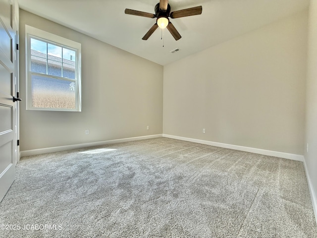 5519 Kenview Dr, Jefferson City, MO 65109 - carpeted empty room featuring visible vents, baseboards, and a ceiling fan