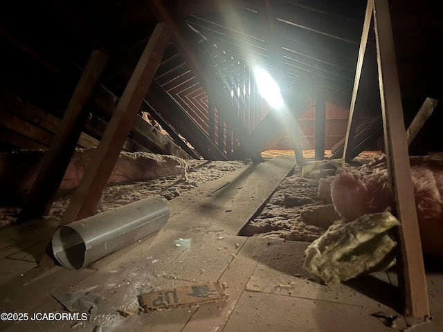 view of unfinished attic