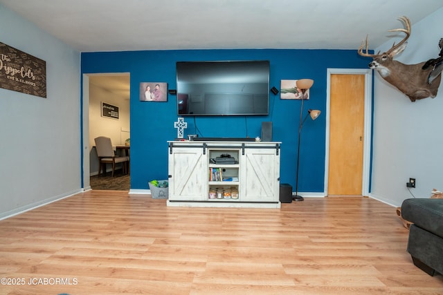 living room with light hardwood / wood-style floors