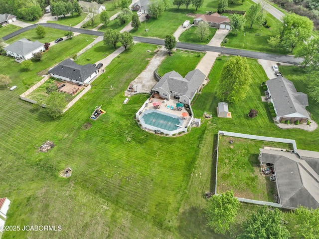 drone / aerial view with a residential view