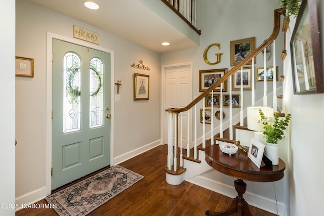 entrance foyer featuring dark hardwood / wood-style flooring