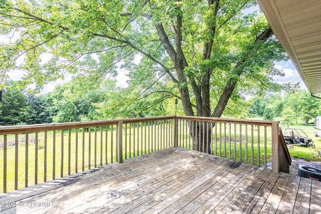 362 Vanhorn Rd, Holts Summit, MO 65043 - wooden terrace featuring a yard and view of scattered trees
