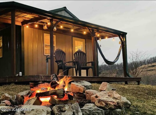 exterior space featuring a fire pit