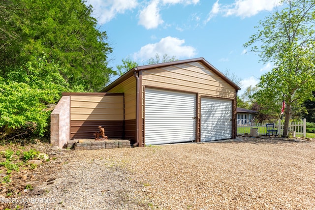 view of detached garage