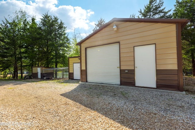 view of detached garage