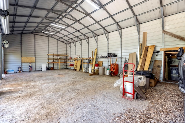 garage featuring metal wall