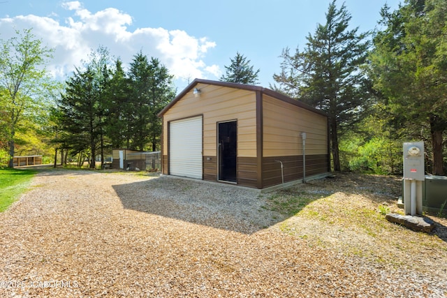 view of detached garage