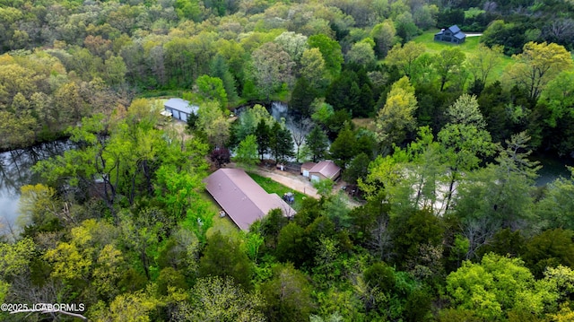 aerial view with a forest view