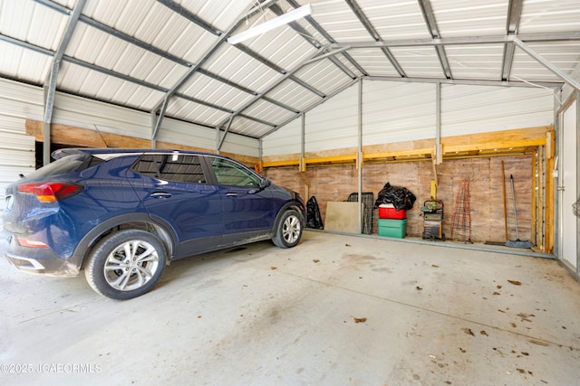 garage with metal wall