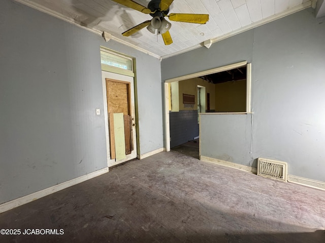 204 Havana St, Jefferson City, MO 65109 - unfurnished bedroom with crown molding, baseboards, and a ceiling fan