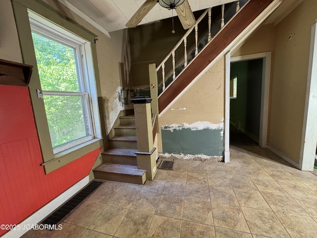 204 Havana St, Jefferson City, MO 65109 - stairs with ceiling fan