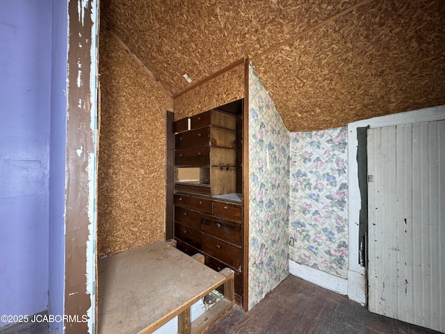 204 Havana St, Jefferson City, MO 65109 - additional living space featuring vaulted ceiling, wallpapered walls, and wood finished floors