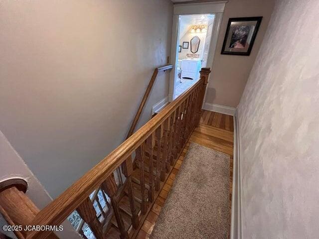 stairs with wood finished floors