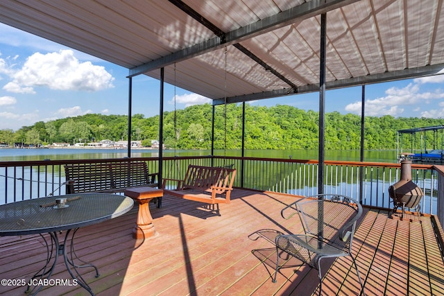24671 Gardner Rd, Versailles, MO 65084 - wooden deck featuring a water view
