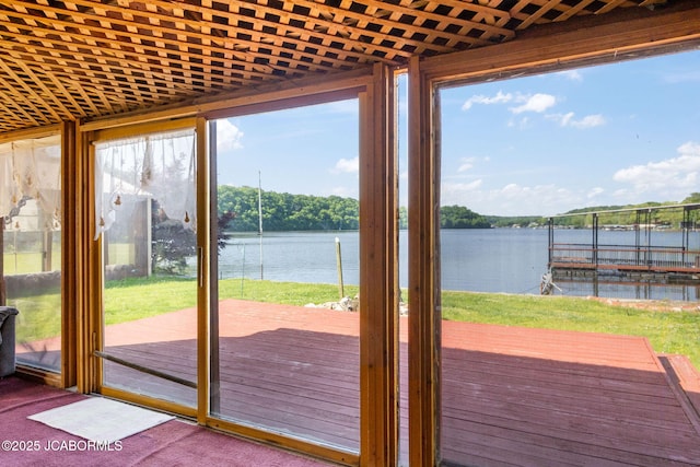 24671 Gardner Rd, Versailles, MO 65084 - doorway to outside with a water view and plenty of natural light