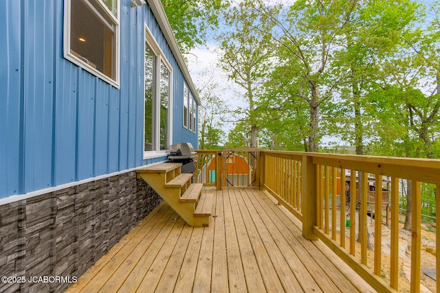 26792 Boone Rd, Barnett, MO 65011 - wooden terrace with grilling area