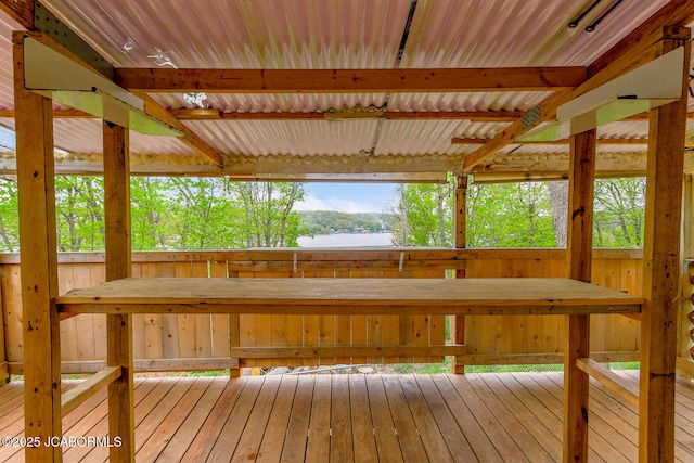 deck with a water view