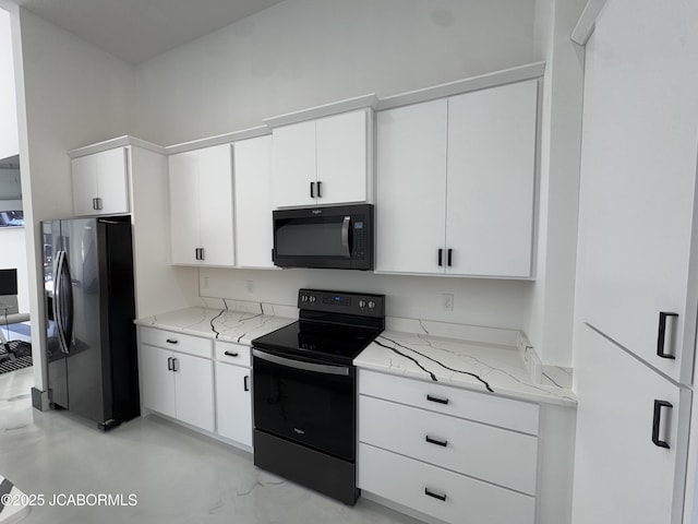 100 Blue Heron Hill Ln Unit 103, Lake Ozark, MO 65049 - kitchen featuring black microwave, range with electric stovetop, stainless steel fridge with ice dispenser, and light stone counters
