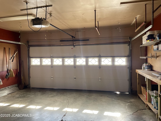 garage with a garage door opener