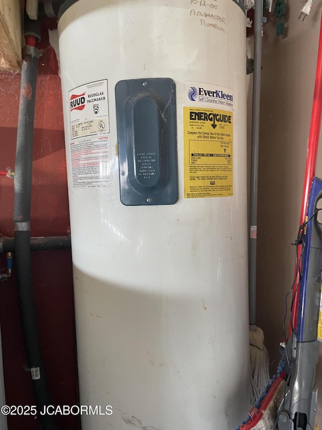 utility room with electric water heater