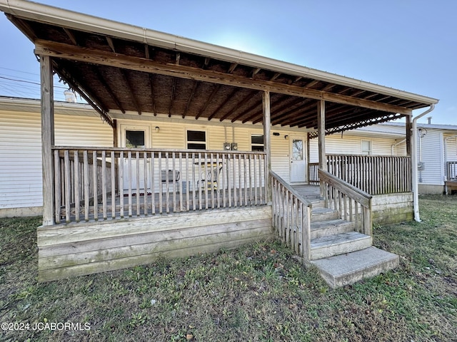 deck with covered porch