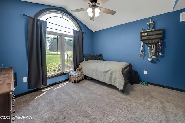 11169 Ridge Fork Dr, Holts Summit, MO 65043 - carpeted bedroom with lofted ceiling and ceiling fan