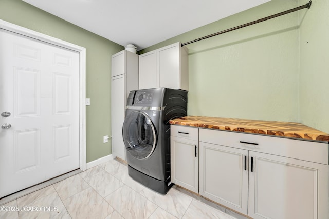 53036 Bird Haven Rd, Centertown, MO 65023 - washroom with cabinet space, washer / dryer, and light marble finish flooring
