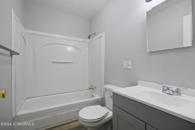 full bathroom featuring vanity, toilet, and tub / shower combination