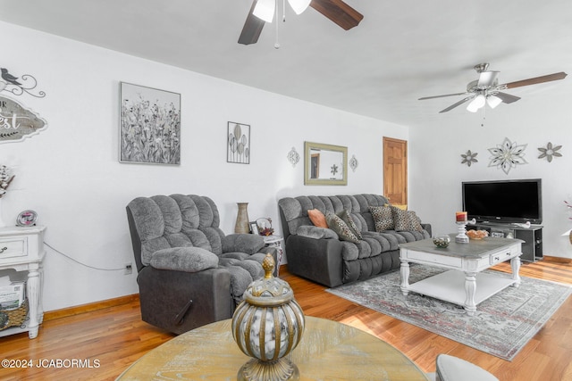 living room featuring light wood-type flooring