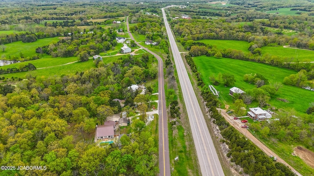 aerial view featuring a rural view