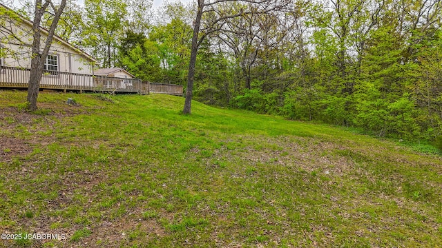 view of yard featuring a deck