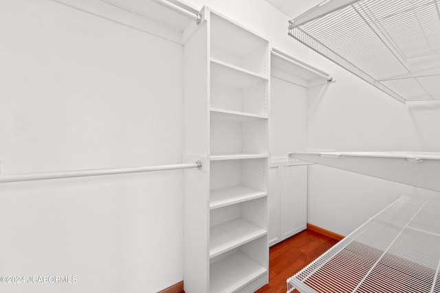 spacious closet with hardwood / wood-style flooring