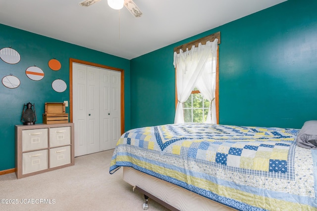 3609 Shamrock Rd, Jefferson City, MO 65101 - bedroom featuring carpet, a closet, and a ceiling fan