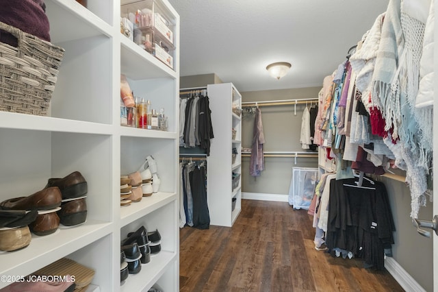 spacious closet with wood finished floors