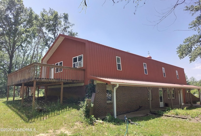 5888 State Rd E, Auxvasse, MO 65231 - back of house with a deck, stairs, a metal roof, and cooling unit