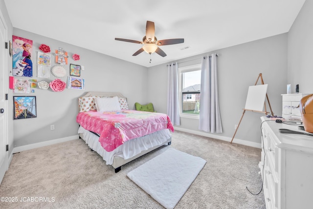 15250 General Dr, Ashland, MO 65010 - bedroom featuring a ceiling fan, visible vents, light carpet, and baseboards