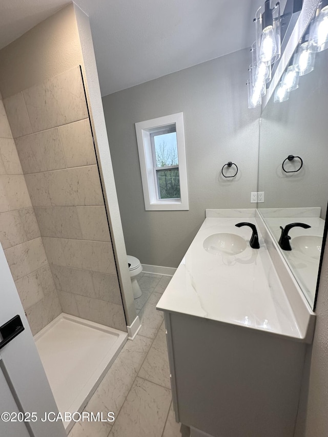1434 Sunset Lake Rd, Jefferson City, MO 65109 - bathroom featuring toilet, a sink, double vanity, and a shower stall