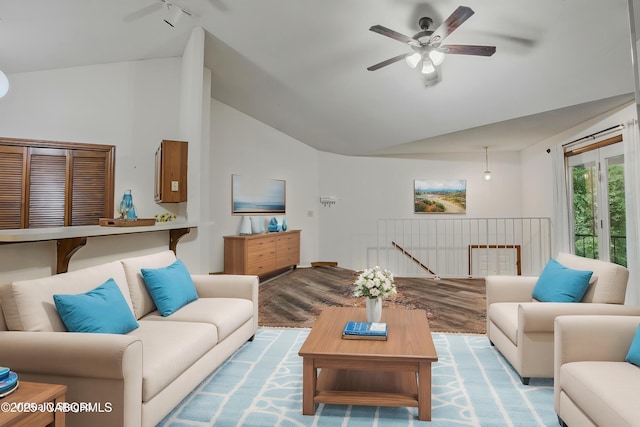 808 Park De Ville Pl, Columbia, MO 65203 - living area featuring ceiling fan and high vaulted ceiling