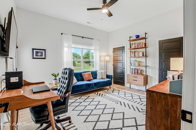 5621 Lightpost Dr, Columbia, MO 65201 - office space with ceiling fan and light wood-type flooring